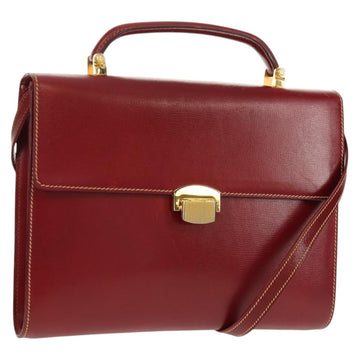 LOEWE Shoulder Bag Leather 2way Red Gold Auth 152205