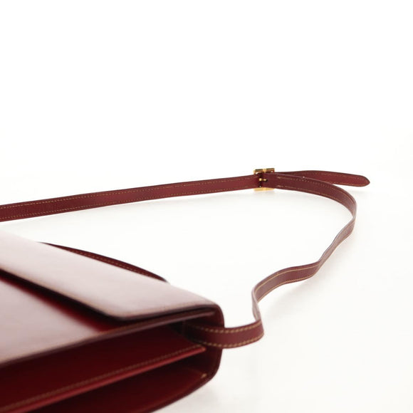 LOEWE Shoulder Bag Leather 2way Red Gold Auth 152205