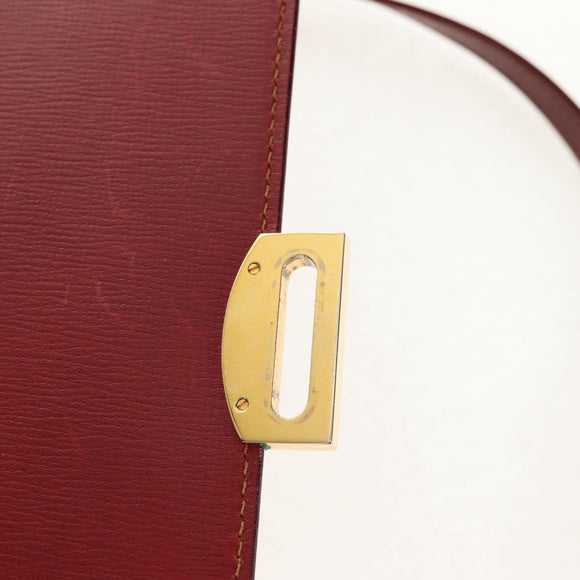 LOEWE Shoulder Bag Leather 2way Red Gold Auth 152205