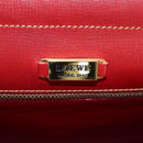LOEWE Shoulder Bag Leather 2way Red Gold Auth 152205-22