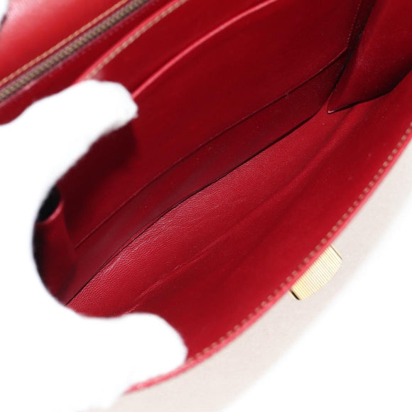 LOEWE Shoulder Bag Leather 2way Red Gold Auth 152205