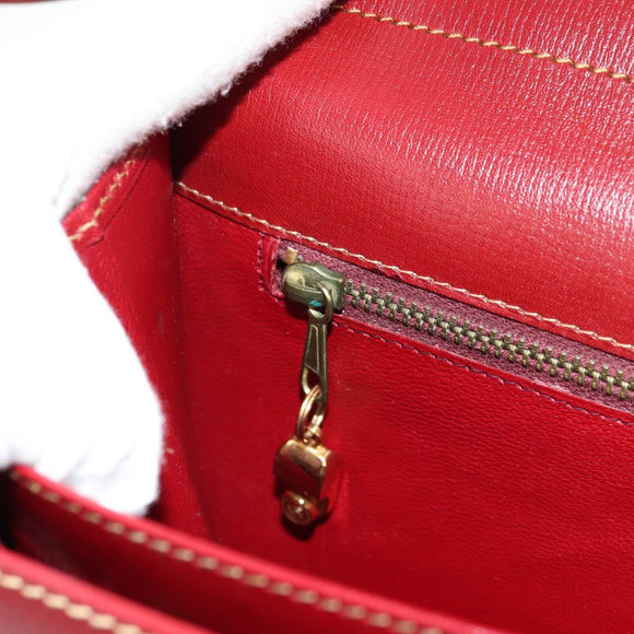 LOEWE Shoulder Bag Leather 2way Red Gold Auth 152205