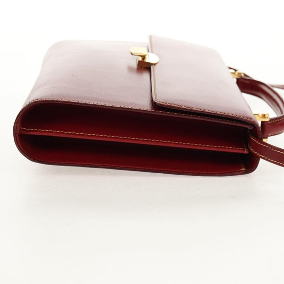 LOEWE Shoulder Bag Leather 2way Red Gold Auth 152205