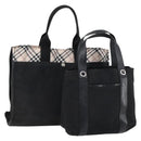 BVLGARI Burberry Nova Check Tote Bag Nylon Canvas 2 Set Black Beige Auth 152213-1