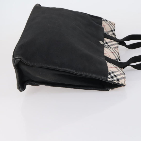 BVLGARI Burberry Nova Check Tote Bag Nylon Canvas 2 Set Black Beige Auth 152213