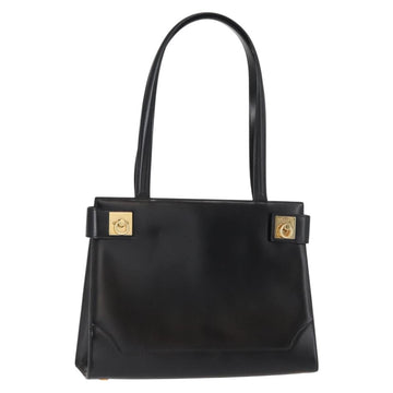 CELINE Tote Bag Leather Black Gold Auth 152229