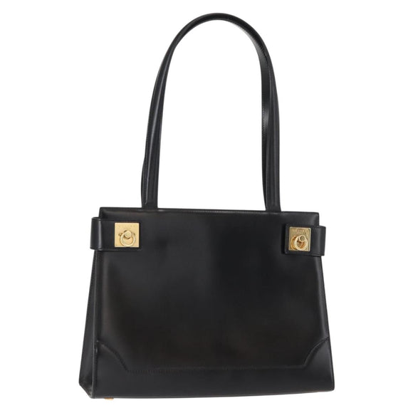 CELINE Tote Bag Leather Black Gold Auth 152229