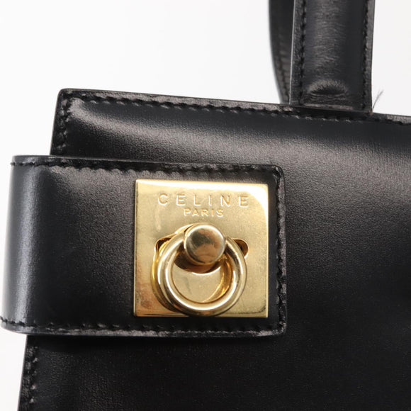 CELINE Tote Bag Leather Black Gold Auth 152229