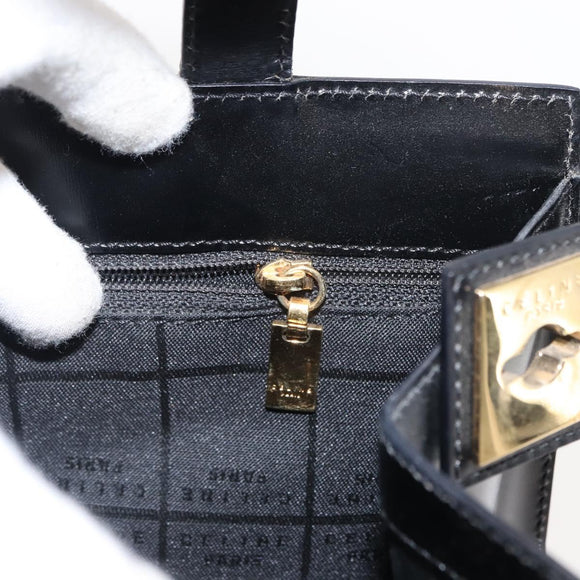CELINE Tote Bag Leather Black Gold Auth 152229