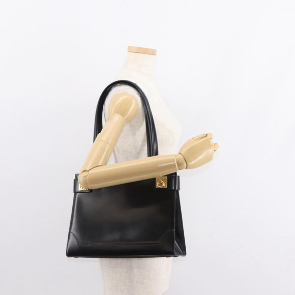 CELINE Tote Bag Leather Black Gold Auth 152229