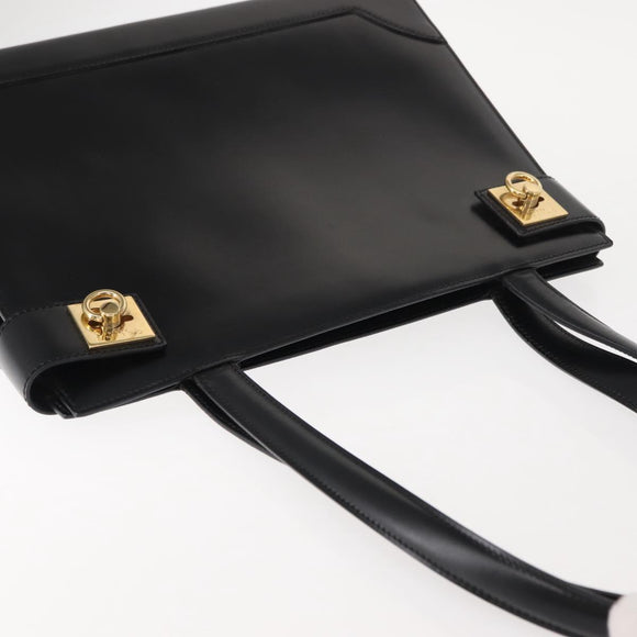 CELINE Tote Bag Leather Black Gold Auth 152229