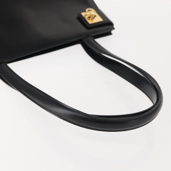CELINE Tote Bag Leather Black Gold Auth 152229