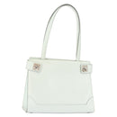 CELINE Tote Bag Leather Silver White Auth 152230-1