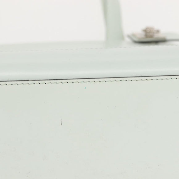 CELINE Tote Bag Leather Silver White Auth 152230