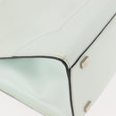 CELINE Tote Bag Leather Silver White Auth 152230-10