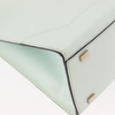 CELINE Tote Bag Leather Silver White Auth 152230-15