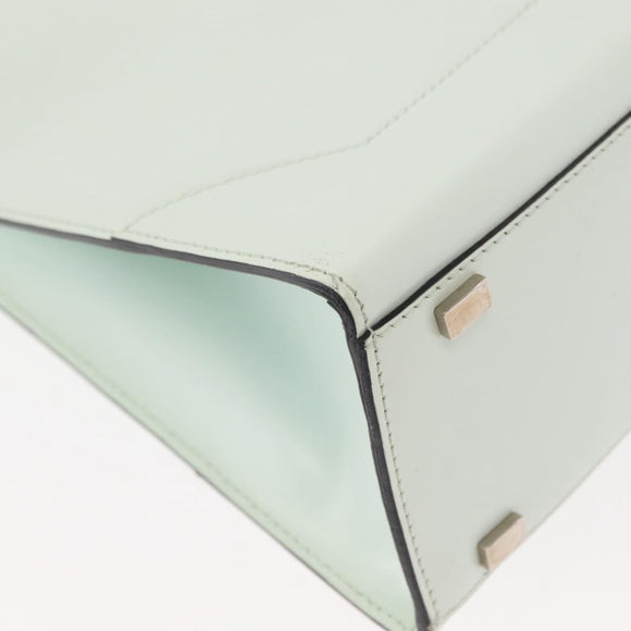 CELINE Tote Bag Leather Silver White Auth 152230