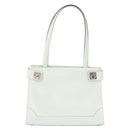 CELINE Tote Bag Leather Silver White Auth 152230-13