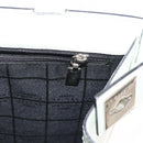 CELINE Tote Bag Leather Silver White Auth 152230-21