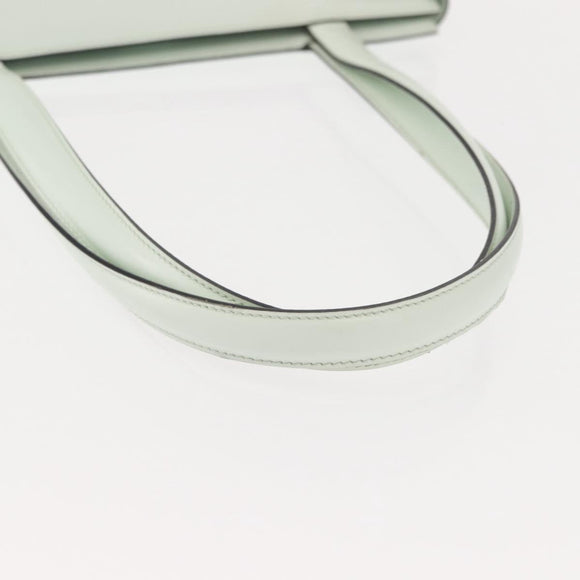 CELINE Tote Bag Leather Silver White Auth 152230