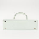 CELINE Tote Bag Leather Silver White Auth 152230-5