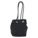 CELINE Shoulder Bag Nylon Black Gold Auth 152231-1