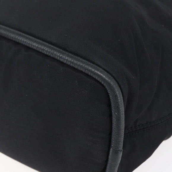 CELINE Shoulder Bag Nylon Black Gold Auth 152231