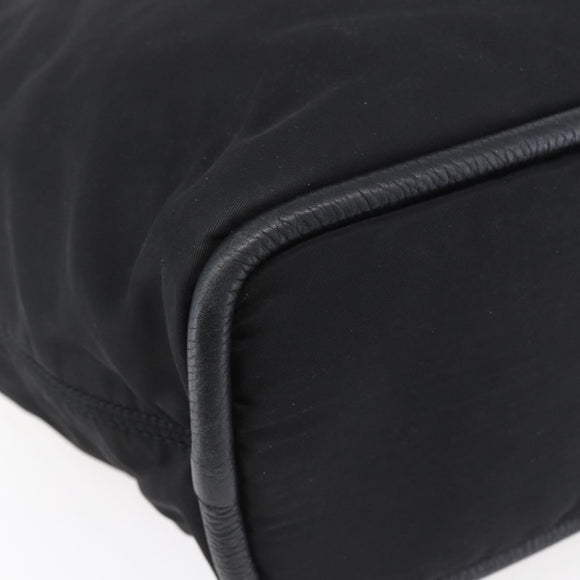 CELINE Shoulder Bag Nylon Black Gold Auth 152231