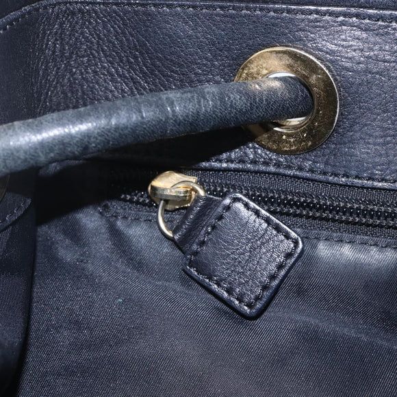 CELINE Shoulder Bag Nylon Black Gold Auth 152231