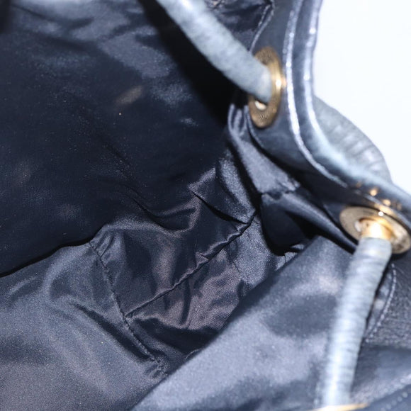 CELINE Shoulder Bag Nylon Black Gold Auth 152231