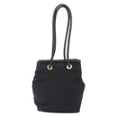 CELINE Shoulder Bag Nylon Black Gold Auth 152231-2