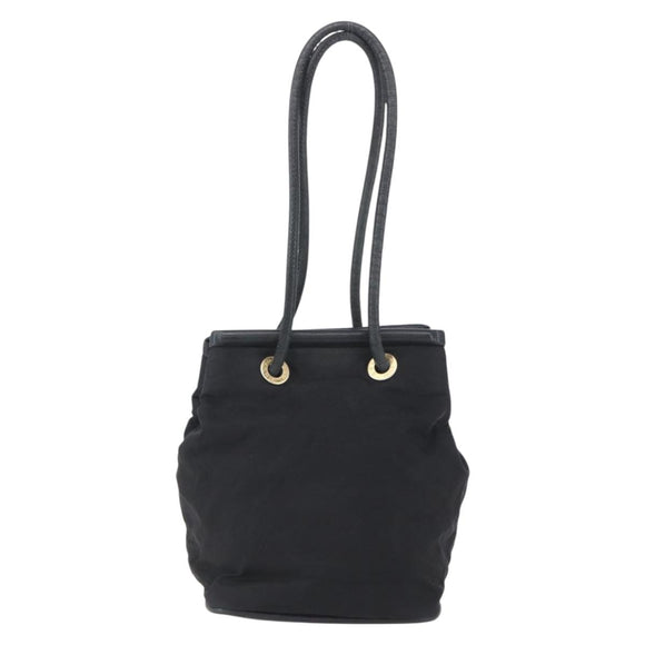 CELINE Shoulder Bag Nylon Black Gold Auth 152231