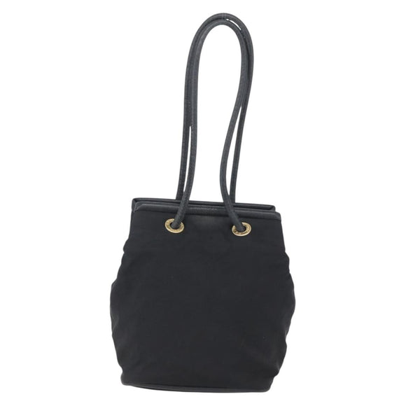 CELINE Shoulder Bag Nylon Black Gold Auth 152231