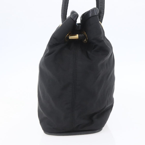 CELINE Shoulder Bag Nylon Black Gold Auth 152231