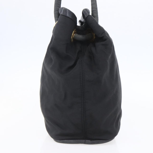 CELINE Shoulder Bag Nylon Black Gold Auth 152231
