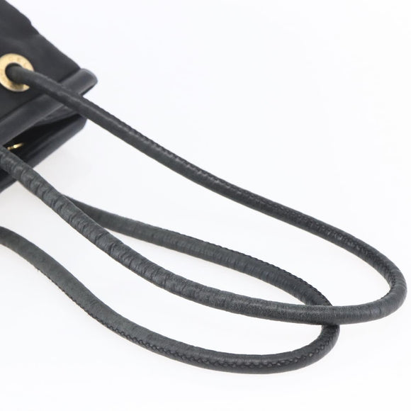 CELINE Shoulder Bag Nylon Black Gold Auth 152231