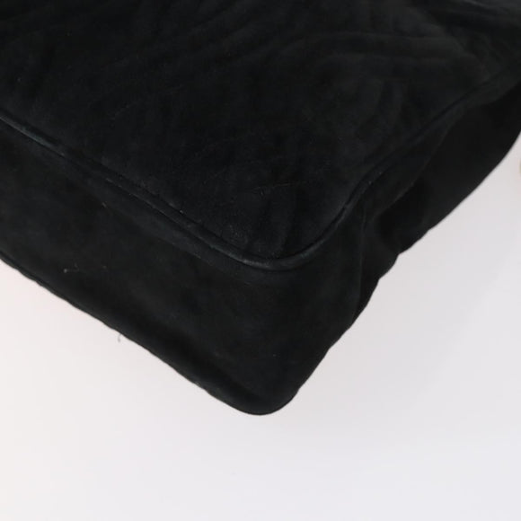 FENDI Spiral Pasta Shoulder Bag Suede Black Gold Auth 152232