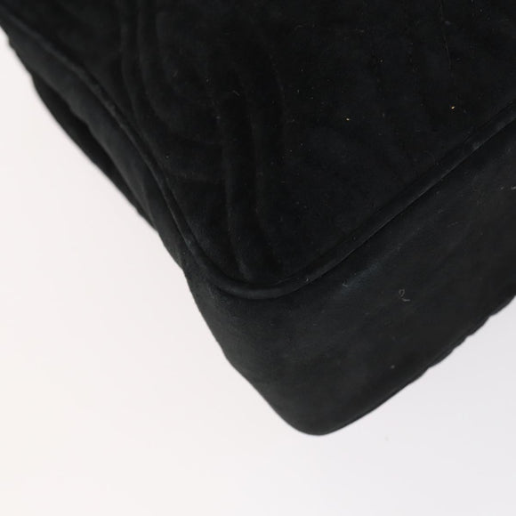 FENDI Spiral Pasta Shoulder Bag Suede Black Gold Auth 152232