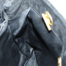 FENDI Spiral Pasta Shoulder Bag Suede Black Gold Auth 152232-16