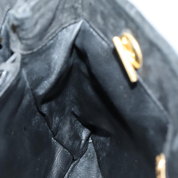 FENDI Spiral Pasta Shoulder Bag Suede Black Gold Auth 152232