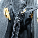 FENDI Spiral Pasta Shoulder Bag Suede Black Gold Auth 152232-19