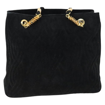 FENDI Spiral Pasta Shoulder Bag Suede Black Gold Auth 152232 - 0