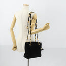 FENDI Spiral Pasta Shoulder Bag Suede Black Gold Auth 152232-22