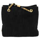 FENDI Spiral Pasta Shoulder Bag Suede Black Gold Auth 152232-3