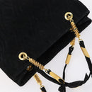 FENDI Spiral Pasta Shoulder Bag Suede Black Gold Auth 152232-6