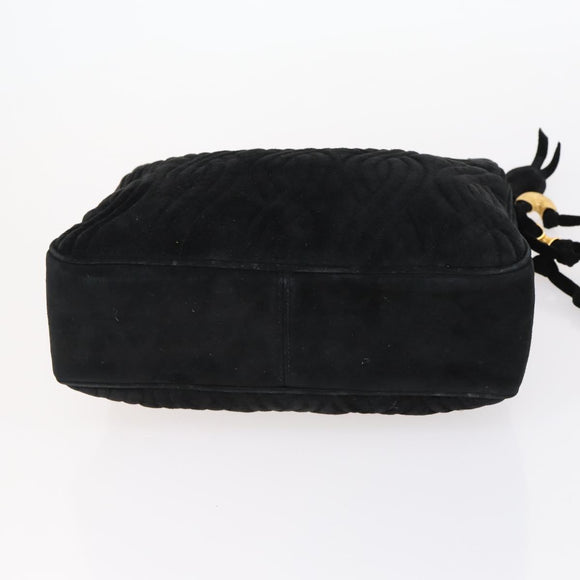 FENDI Spiral Pasta Shoulder Bag Suede Black Gold Auth 152232