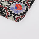 CHANEL COCO Mark Floral Clutch Bag Nylon Black Silver CC Auth 152233-15