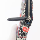 CHANEL COCO Mark Floral Clutch Bag Nylon Black Silver CC Auth 152233-8