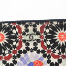 CHANEL COCO Mark Floral Clutch Bag Nylon Black Silver CC Auth 152233-9