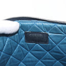 CHANEL COCO Mark Floral Clutch Bag Nylon Black Silver CC Auth 152233-10